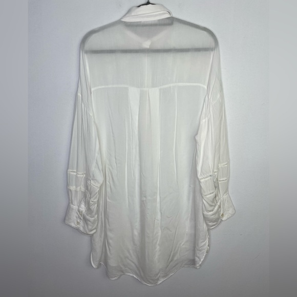 Zara lace embroidery semi sheer boho oversized blouse - Picture 8 of 10